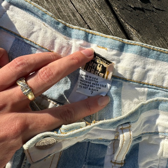 Vintage 80s Nada Nuff Striped Hight Waisted Denim Jeans - Picture 6 of 8